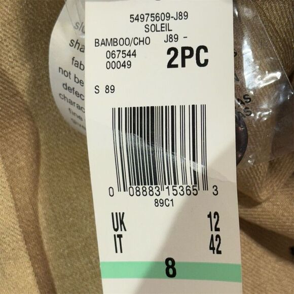 Le Suit Essentials Blazer Jacket 8 NWT Camel Beige Contrast Trim Office Career - Picture 9 of 9
